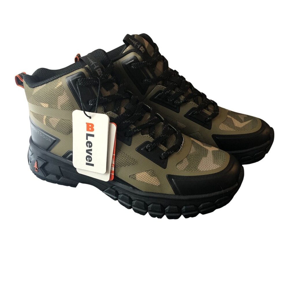 Bass Outdoor Mens Peak Seamless Hiker Mid Boots Camo Green Black US 13